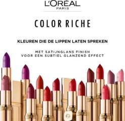 L’Oréal Paris Lippenstift Color Riche Satin - 142 Bonjour Bastille Paars -Cosmetica Promotiewinkel 1200x1158 2
