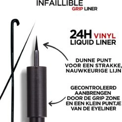 L'Oréal Paris Infailible Gip 24h Vinyl Liquid Liner Zwart - 3ml -Cosmetica Promotiewinkel 1200x1198 45