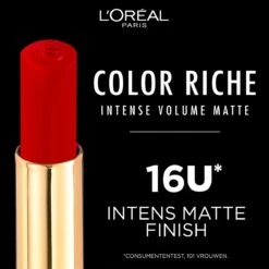 L'Oréal Paris - Color Riche Intense Volume Matte Lipstick - 480 Le Plum Dominant - Lippenstift Rood -Cosmetica Promotiewinkel 1200x1200 76