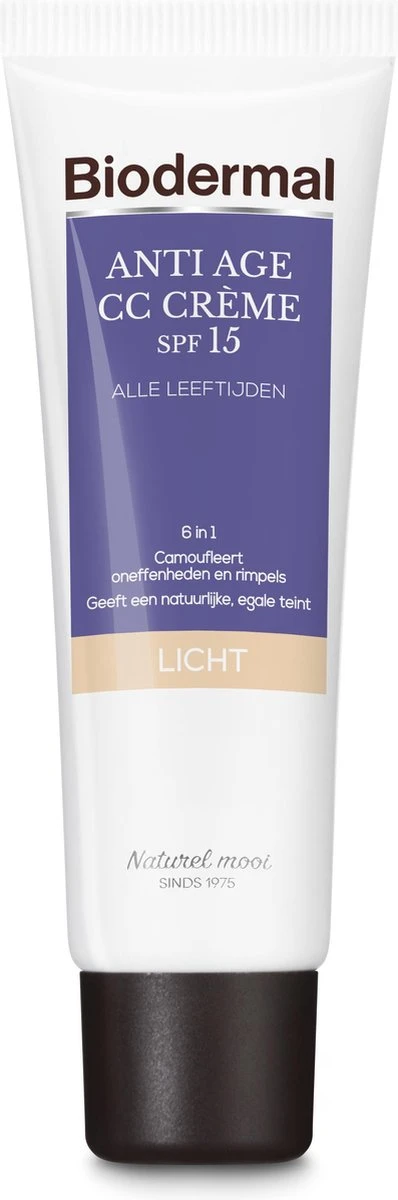 Biodermal Anti Age CC - Camouflerende Crème Met SPF15 - Lichte Huid - 50ml 1 Biodermal Anti Age CC - Camouflerende Crème Met SPF15 - Lichte Huid - 50ml