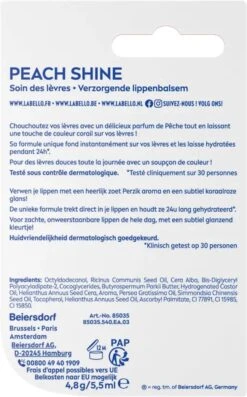 Labello Fruity Shine Peach Lippenbalsem - 5.5ml -Cosmetica Promotiewinkel 747x1200 5
